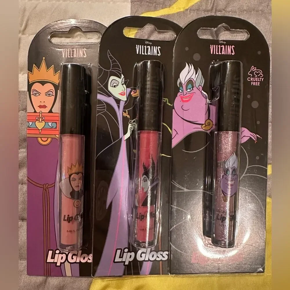 NIB Disney Villains Lip Gloss SET Evil Queen Maleficent & Ursula